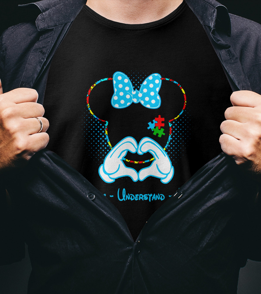 Minnie Mouse Puzzle Bow Accept Understand Love Autism Awareness T-Shirt