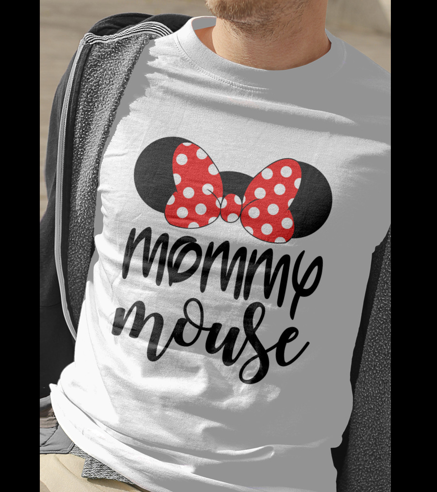 Mommy Mouse Red Polka Dot Bow Ears T-Shirt