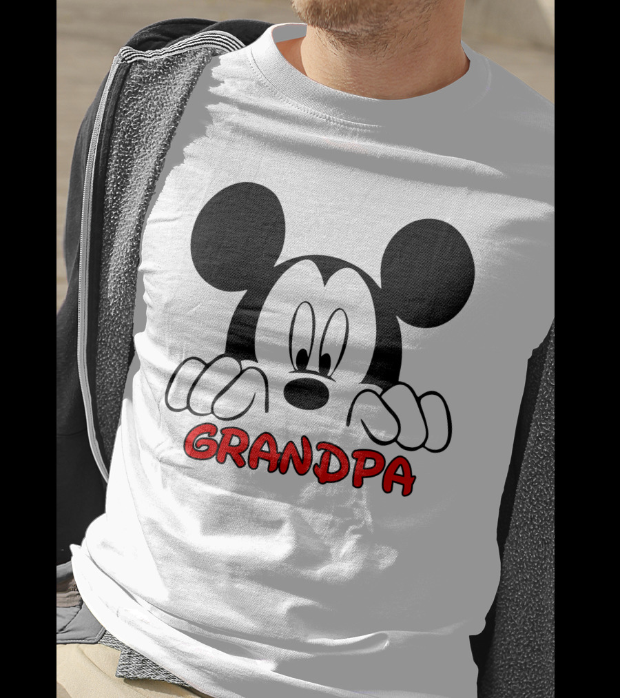 Mickey Mouse Peeking Grandpa T-Shirt