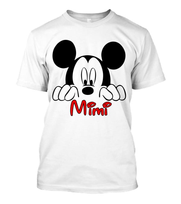 Mickey Mimi Peeking Face Iconic Black Red T-Shirt