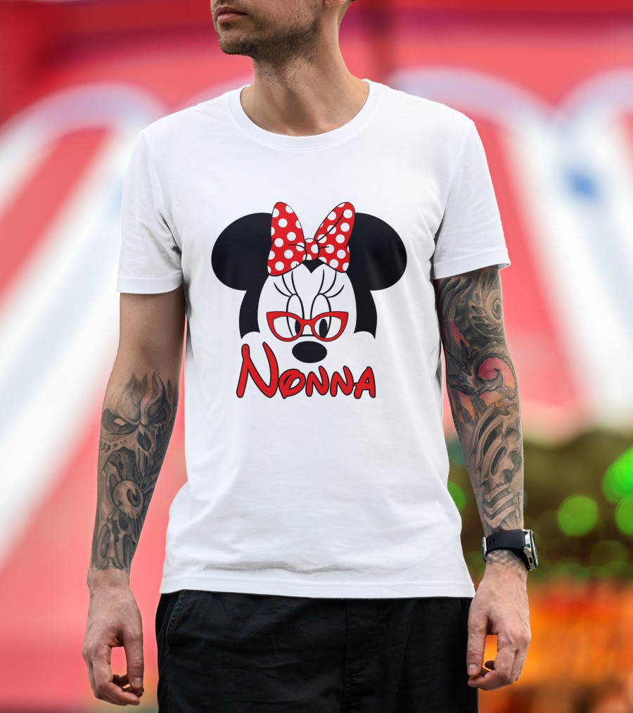 Minnie Nonna Red Glasses and Polka Dot Bow T-Shirt