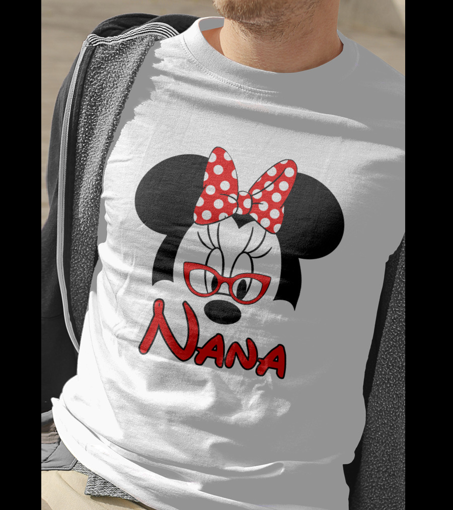 Nana Minnie Mouse Glasses Polka Dot Bow T-Shirt