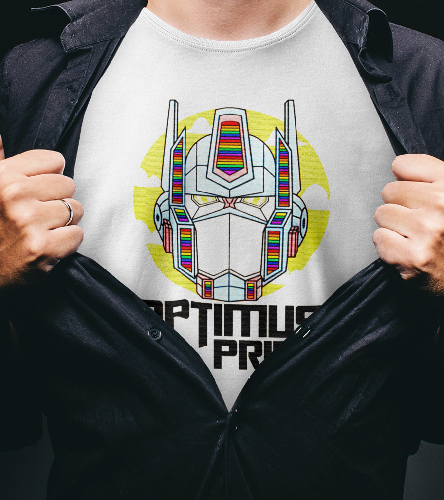 Optimus Pride Rainbow Robot Face T-Shirt