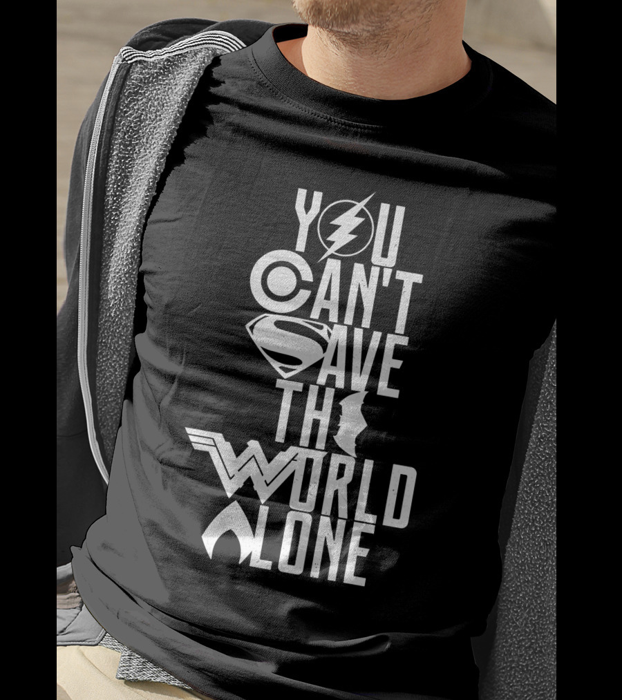 You Can't Save The World Alone Justice League Symbols T-Shirt