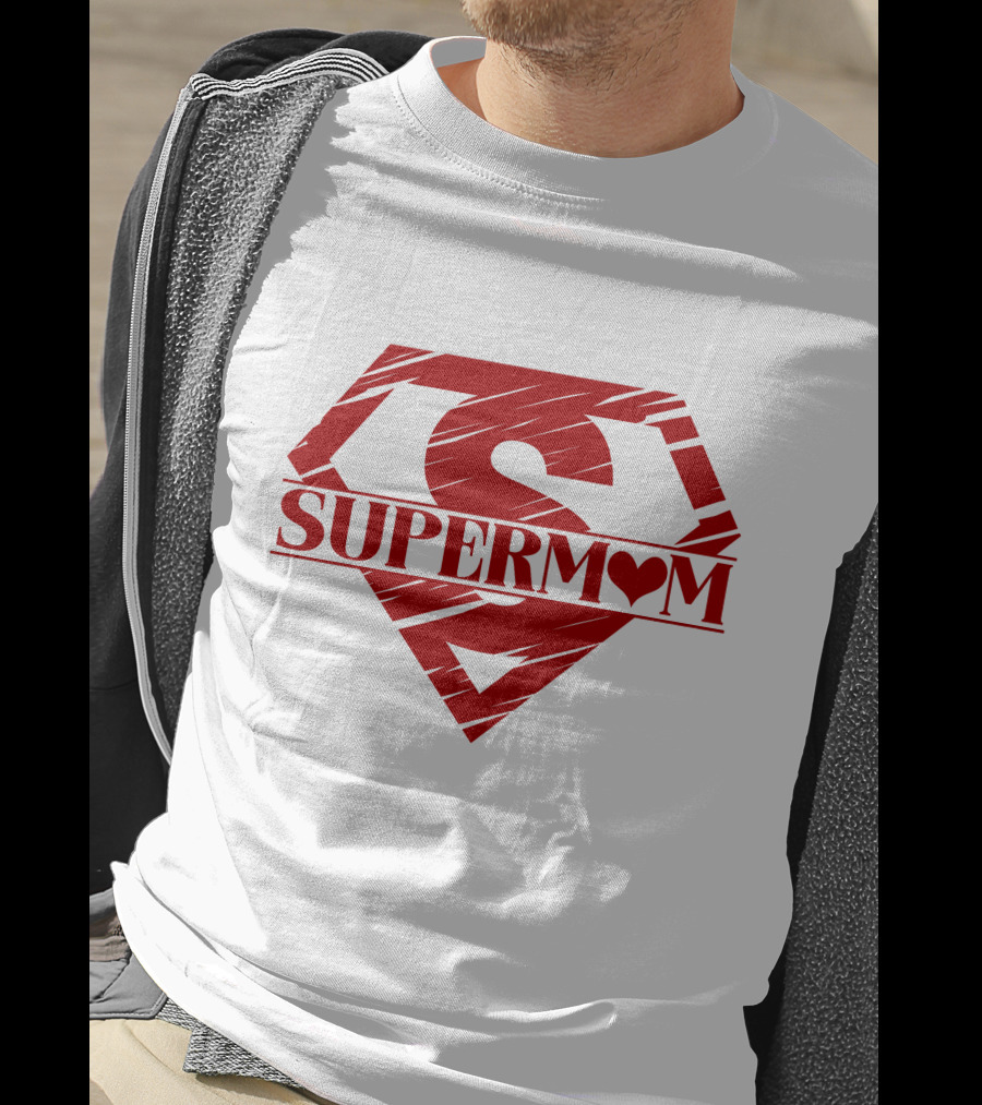 Supermom Shield Red S Logo With Heart T-Shirt