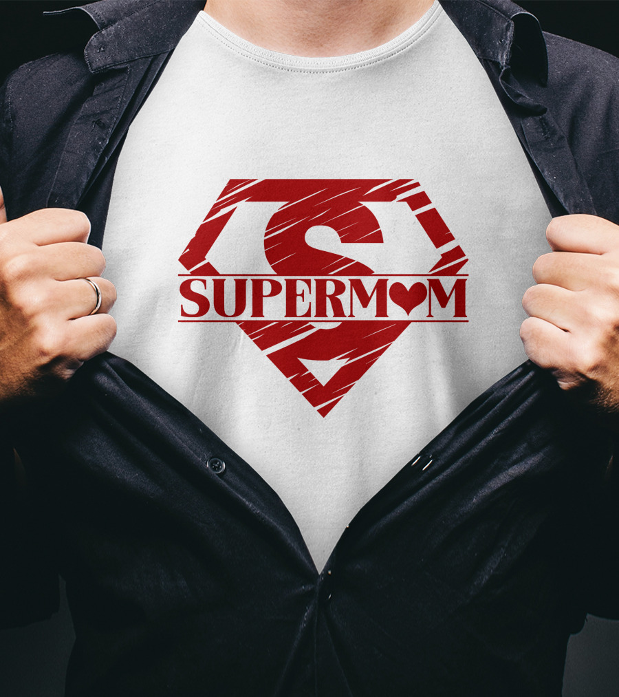 Supermom Shield Red S Logo With Heart T-Shirt