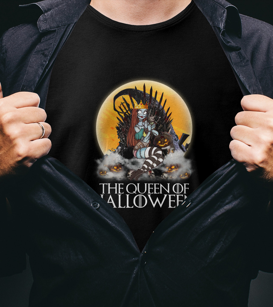 The Queen Of Halloween Throne With Monsters T-Shirt