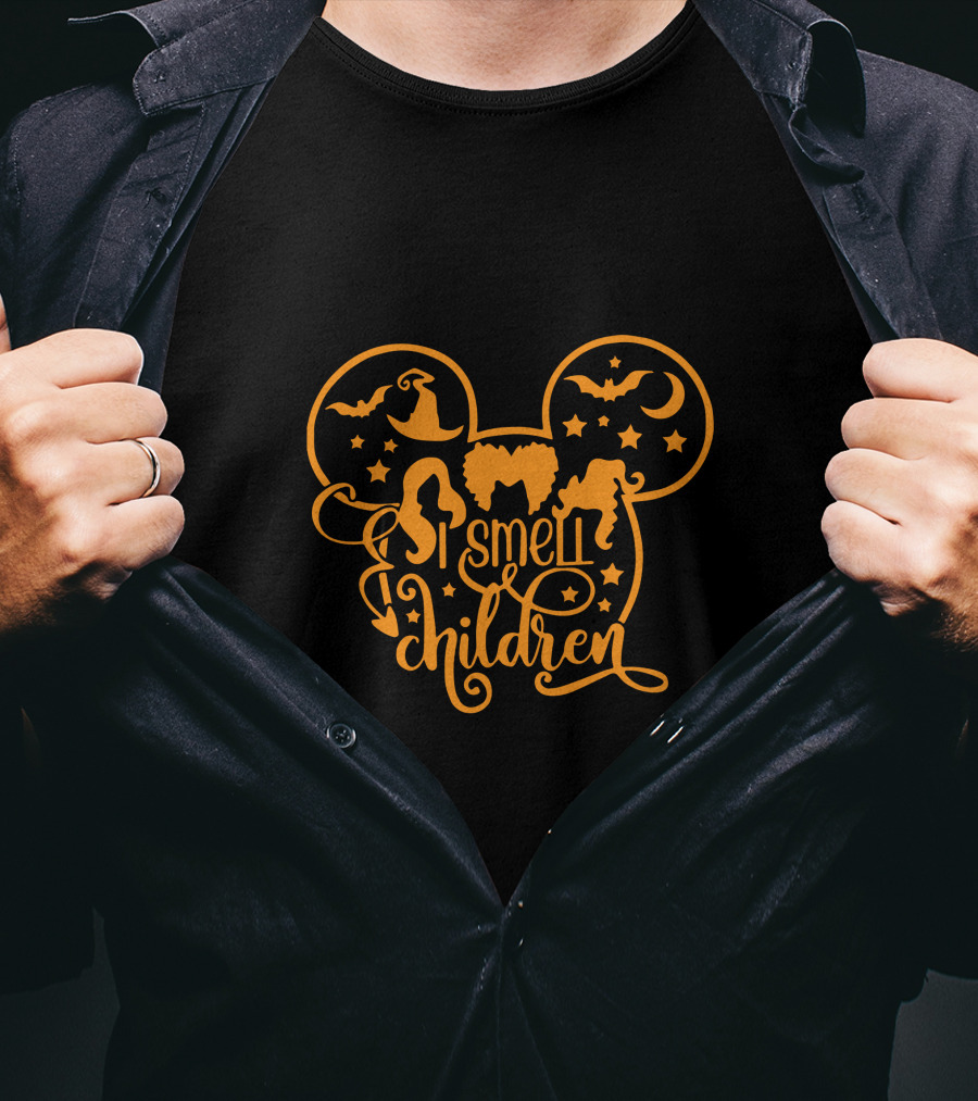 Mickey I Smell Children Witch Silhouettes And Stars T-Shirt