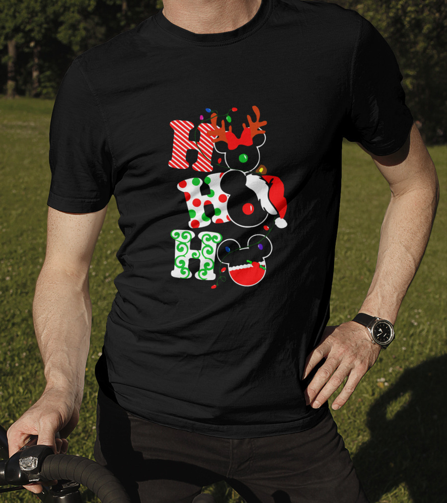 Ho Ho Ho Christmas Mickey Reindeer Santa T-Shirt