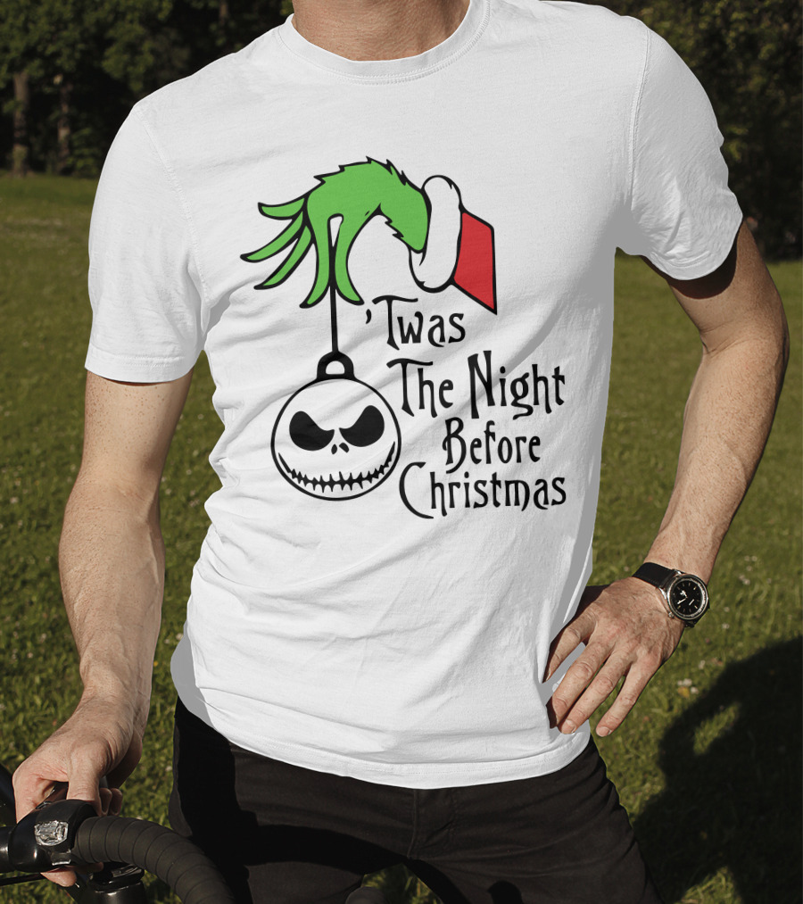 'Twas The Night Before Christmas Grinch Hand Jack Skellington T-Shirt