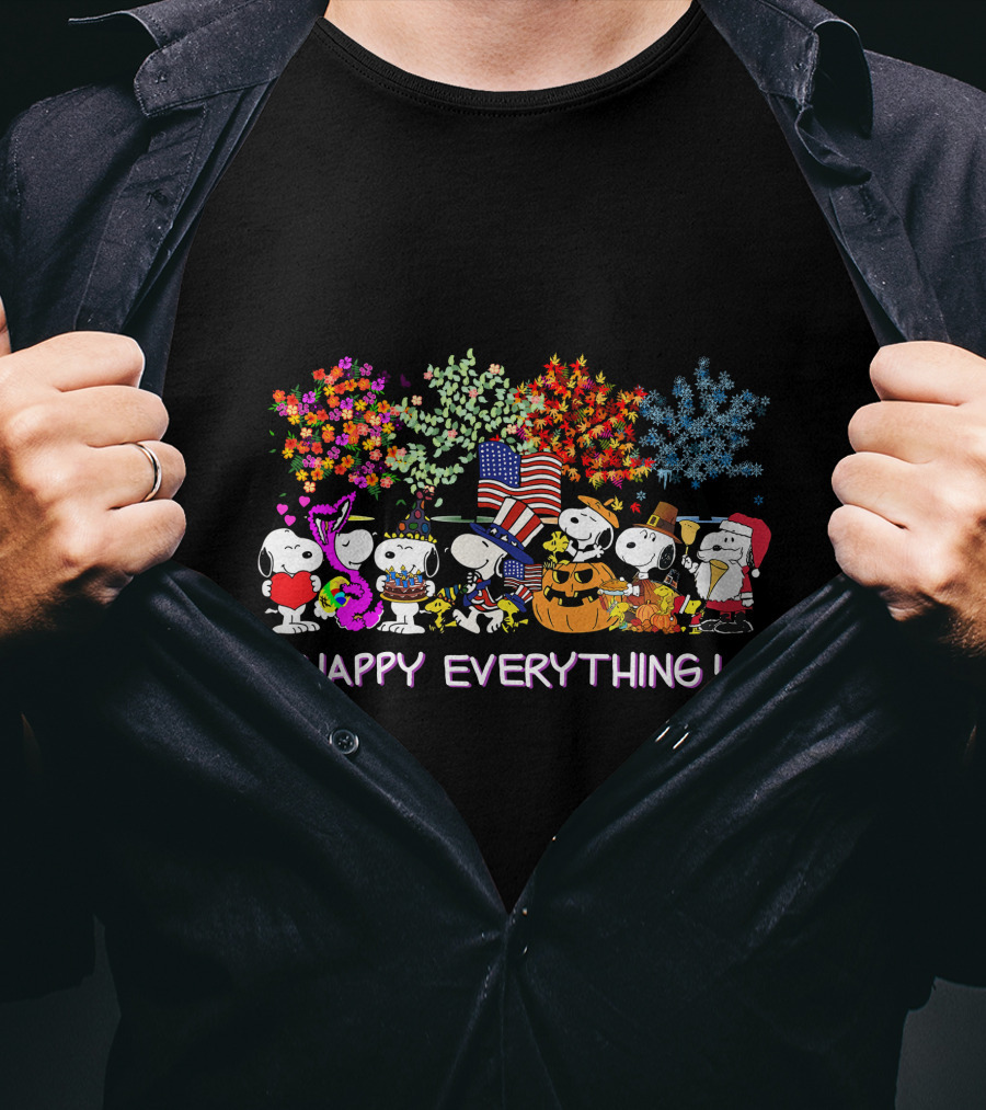 Happy Everything Snoopy Seasonal Celebrations T-Shirt