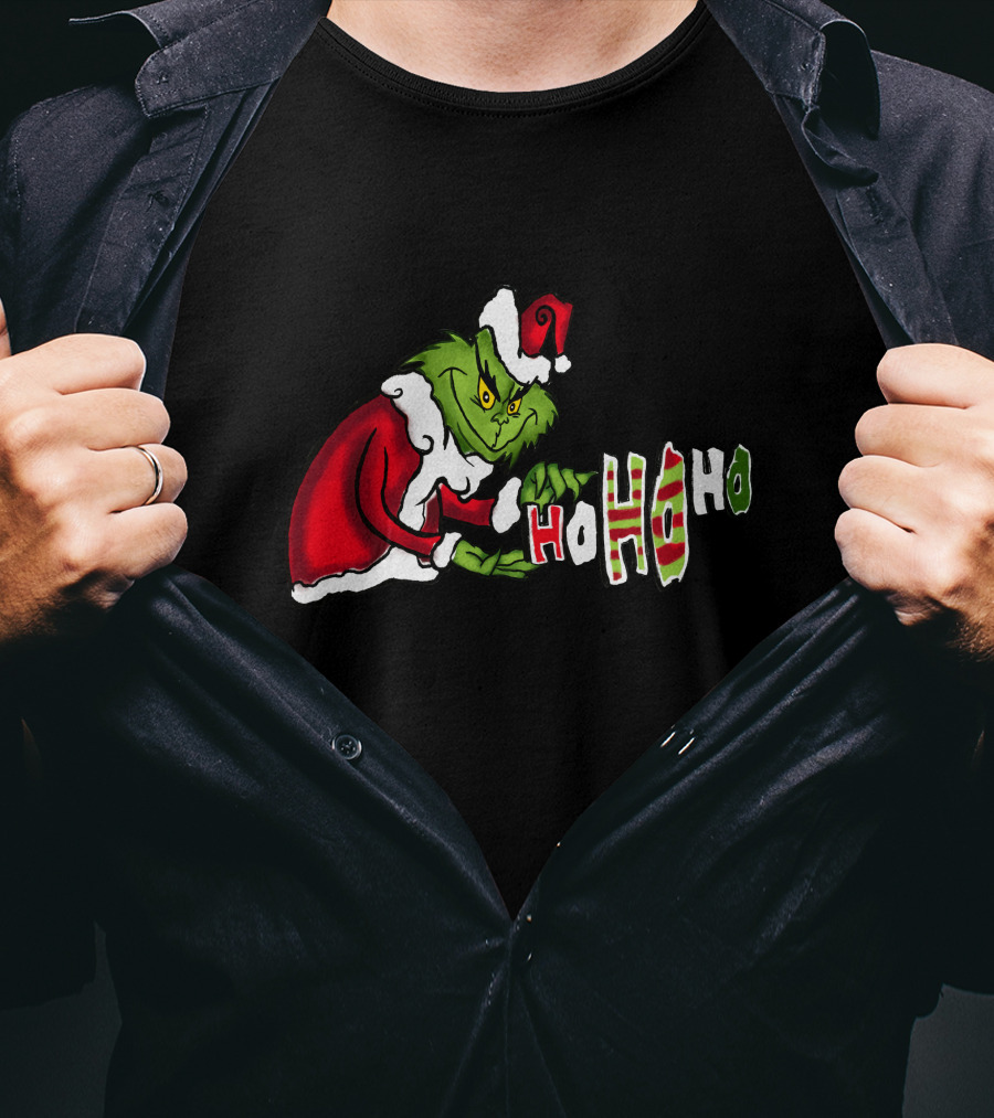 Grinch Christmas Ho Ho Ho Santa Suit Holiday Cheer T-Shirt