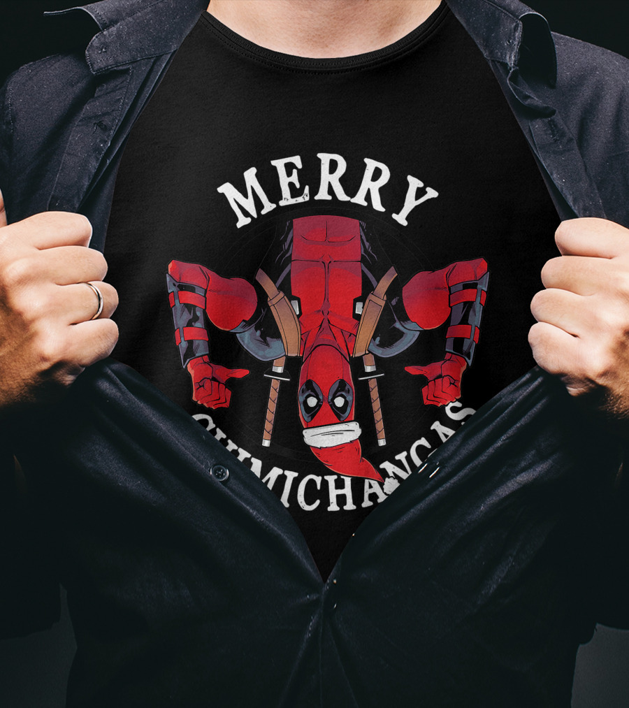 Merry Chimichangas Deadpool Christmas Santa Hat T-Shirt