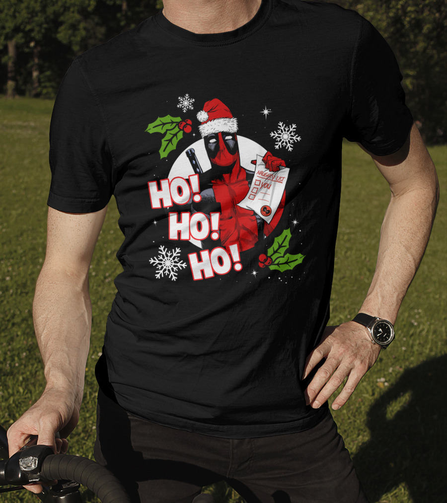 Deadpool Naughty List Ho Ho Ho Christmas T-Shirt