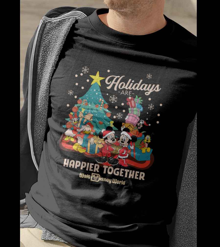 Walt Disney World Holidays Are Happier Together Mickey Minnie Christmas Tree T-Shirt