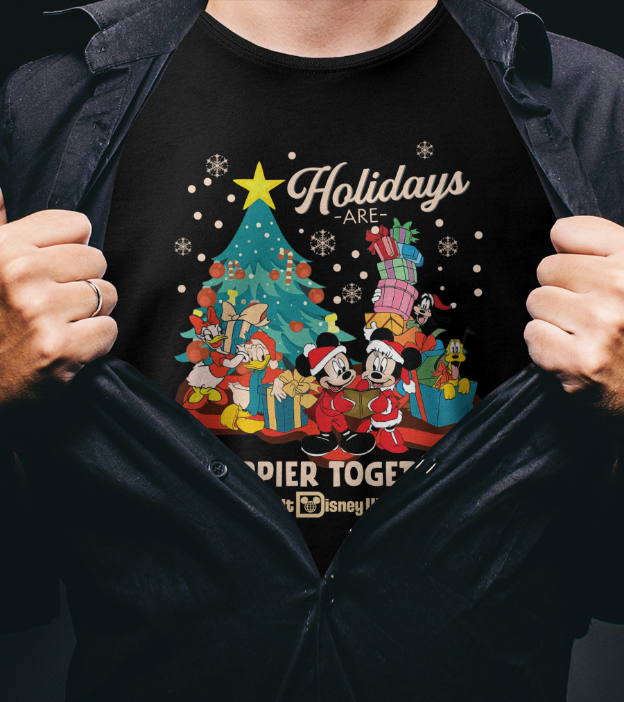 Walt Disney World Holidays Are Happier Together Mickey Minnie Christmas Tree T-Shirt