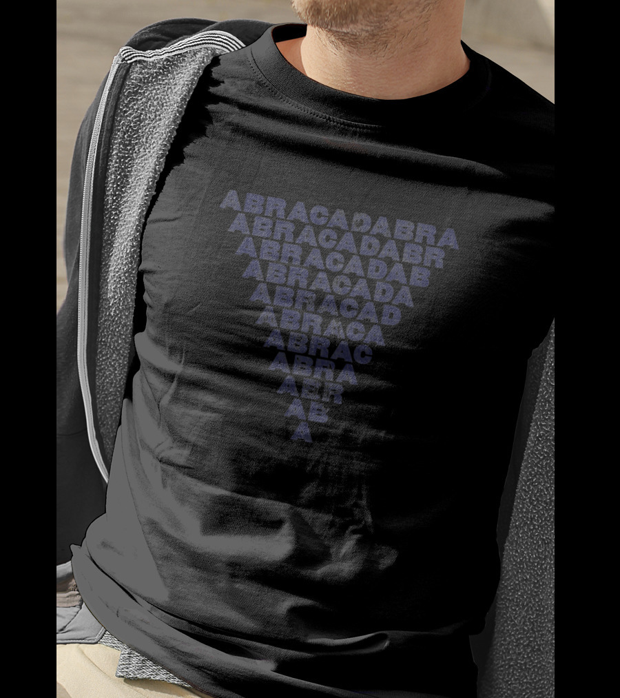 Abracadabra Inverted Letterpress Text Triangle T-Shirt