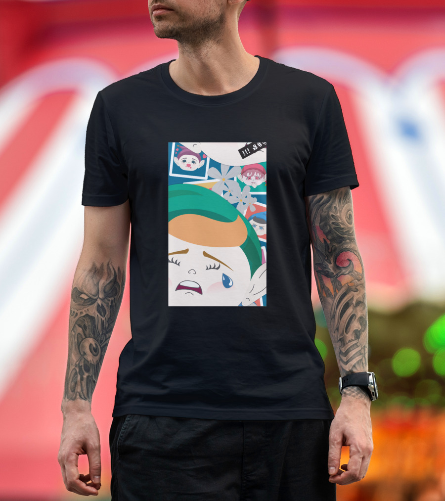 All Out Weeping Piximoji with Floral Background and Expressive Faces T-Shirt