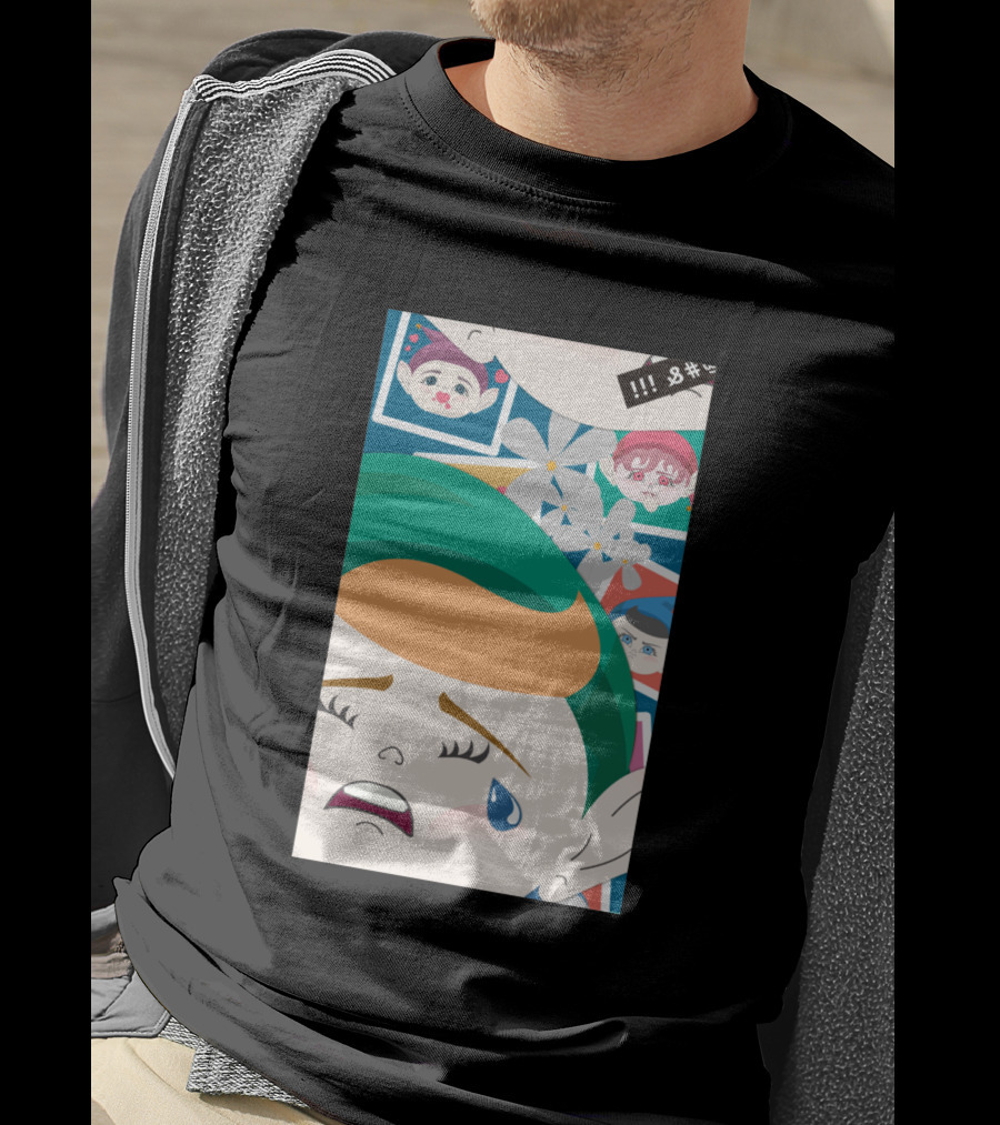 All Out Weeping Piximoji With Floral Background And Expressive Faces T-Shirt