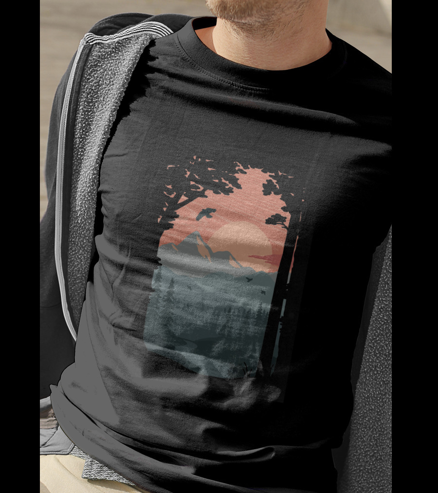 Along The Trail Sunset Mountain Landscape 860555 T-Shirt