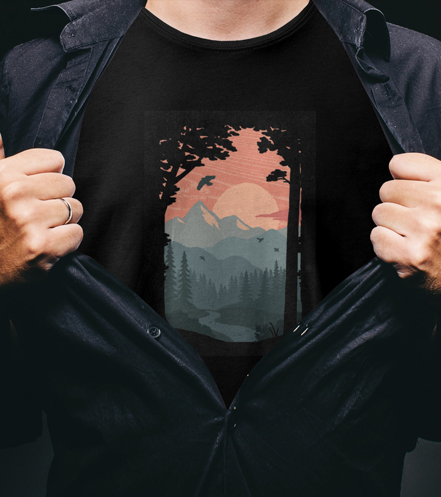Along The Trail Sunset Mountain Landscape 860555 T-Shirt