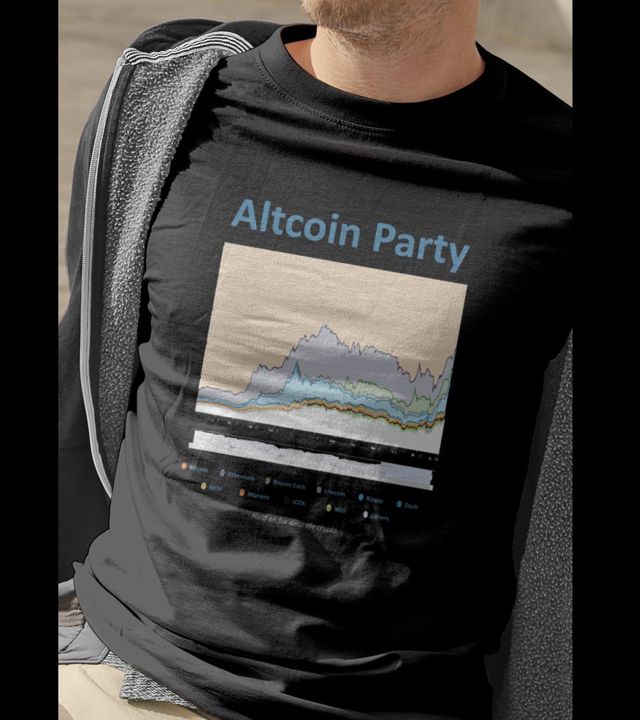 Altcoin Party Hold On For Dear Life Crypto Chart Featuring Bitcoin Ethereum Ripple NEO T-Shirt