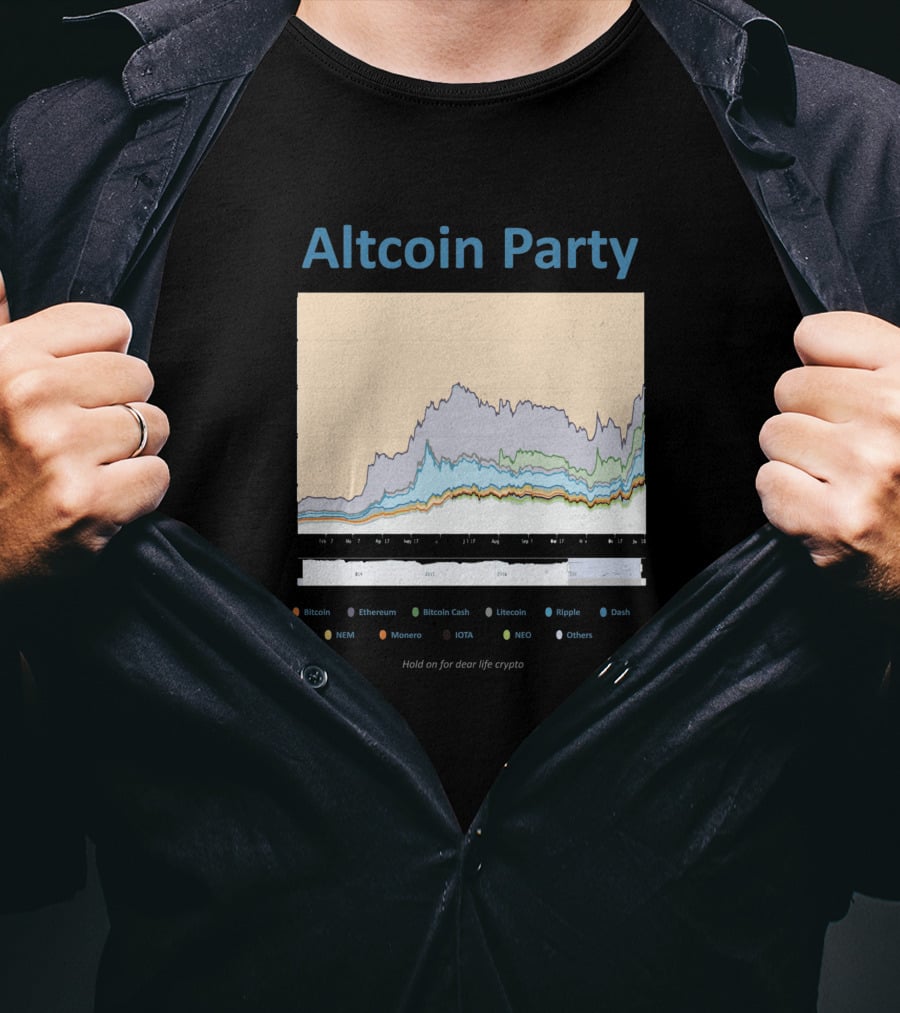 Altcoin Party Hold On For Dear Life Crypto Chart Featuring Bitcoin Ethereum Ripple NEO T-Shirt