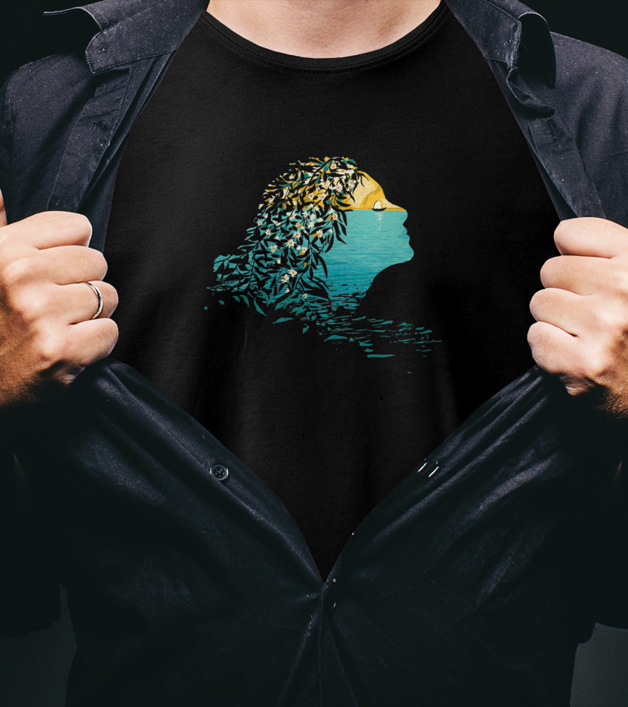 An Island Unto Herself Ocean Reflection 386531 T-Shirt