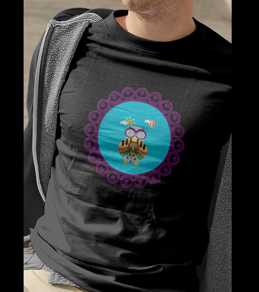 An Ornate Owl Sun Balloon Purple Circle 1402864 T-Shirt