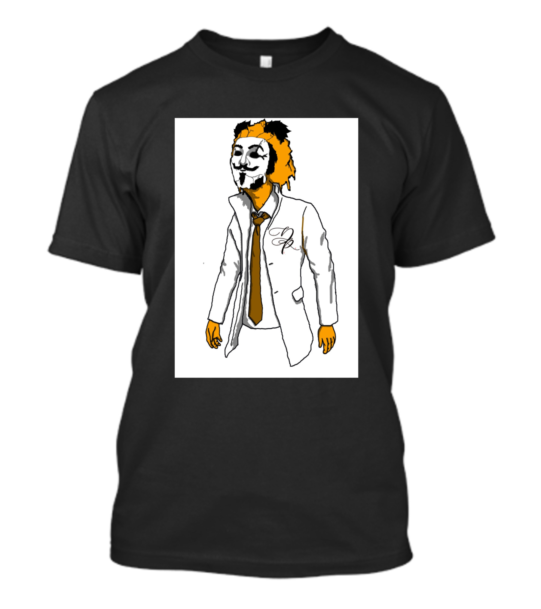 Guy Fawkes Mask Lion Hybrid With White Coat And Tie T-Shirt