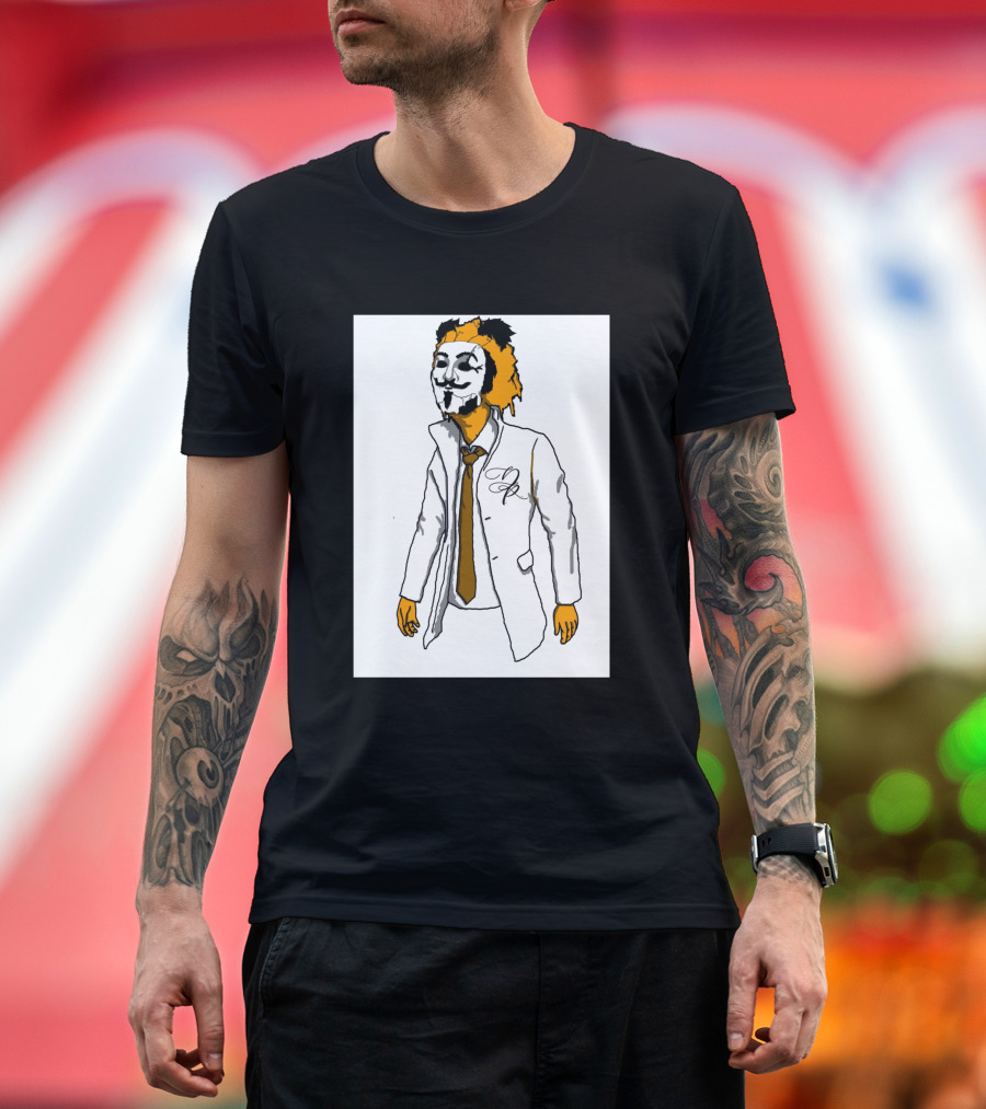Guy Fawkes Mask Lion Hybrid With White Coat and Tie T-Shirt