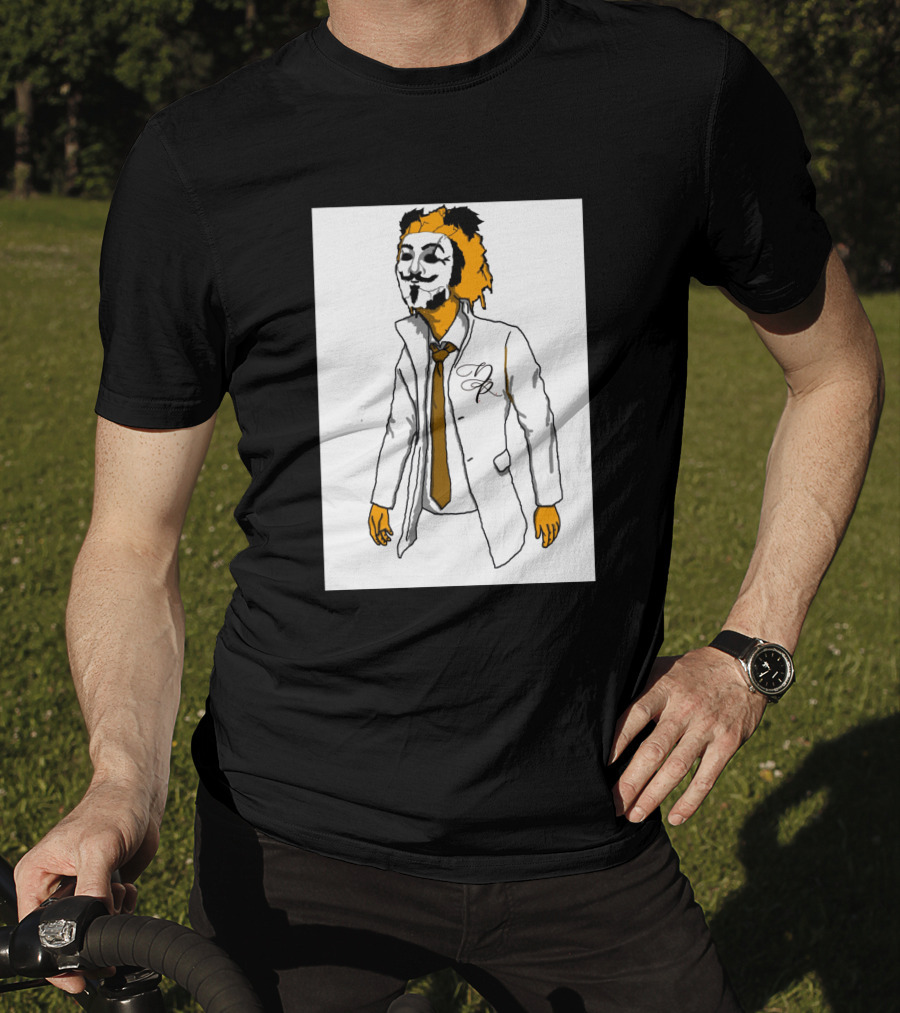 Guy Fawkes Mask Lion Hybrid With White Coat And Tie T-Shirt
