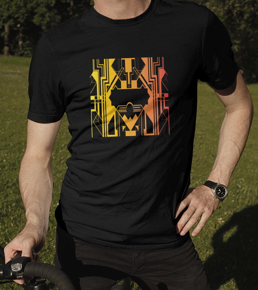 Ar Deco Geometric 444595 Black Orange Yellow T-Shirt