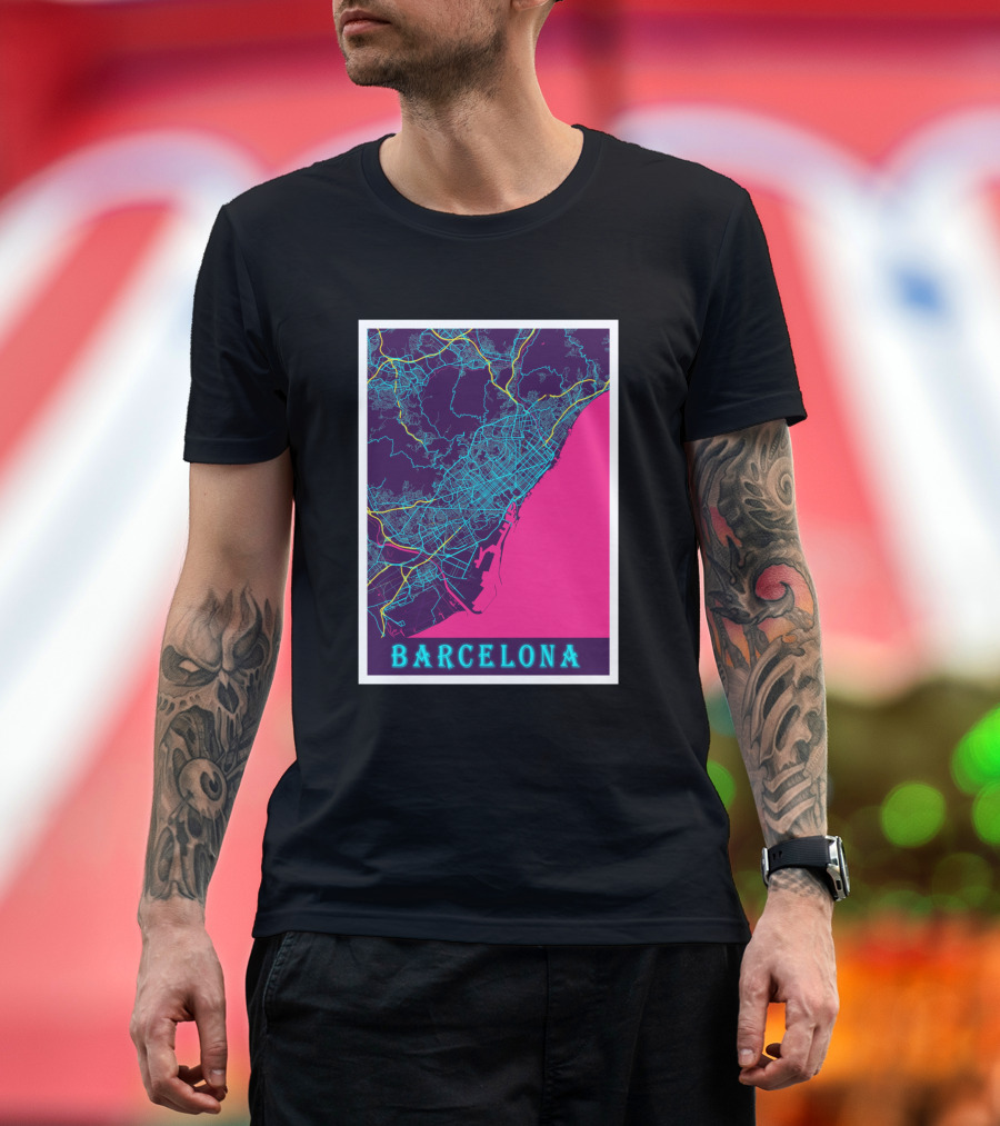 Barcelona Neon City Map 1670368 T-Shirt