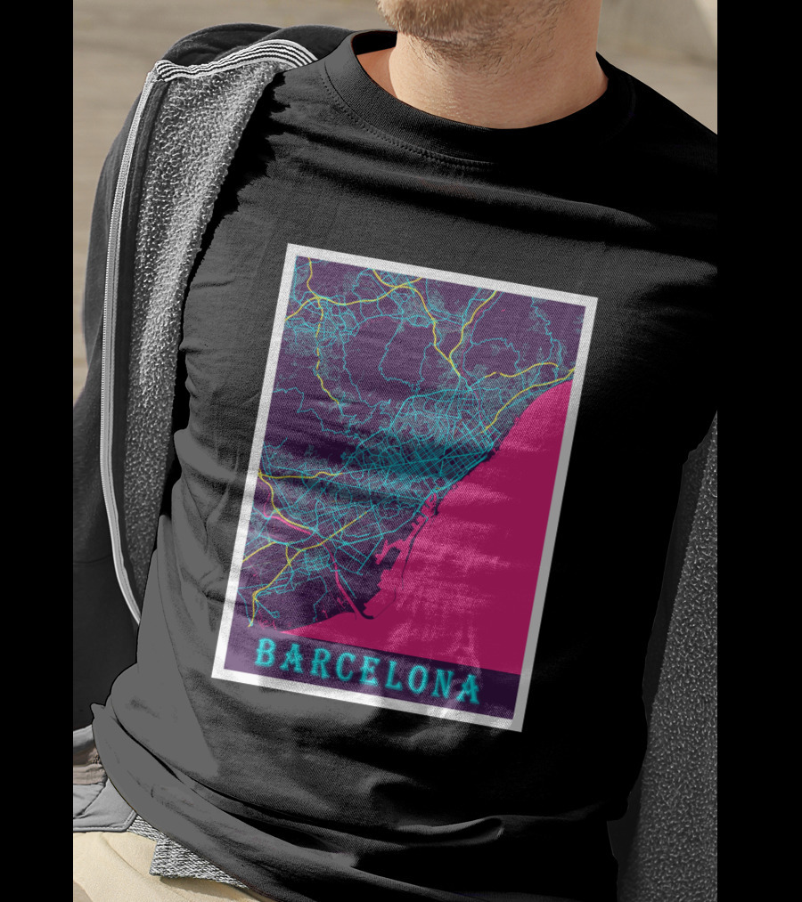 Barcelona Neon City Map 1670368 T-Shirt