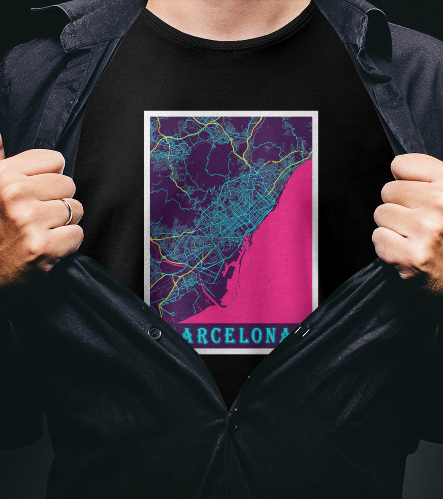 Barcelona Neon City Map 1670368 T-Shirt