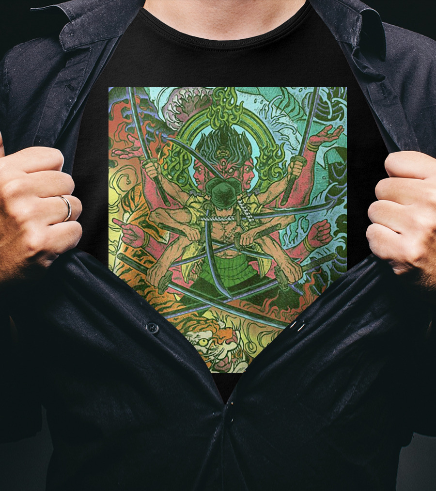 One Piece Roronoa Zoro Asura Concept Colors Of Fury T-Shirt