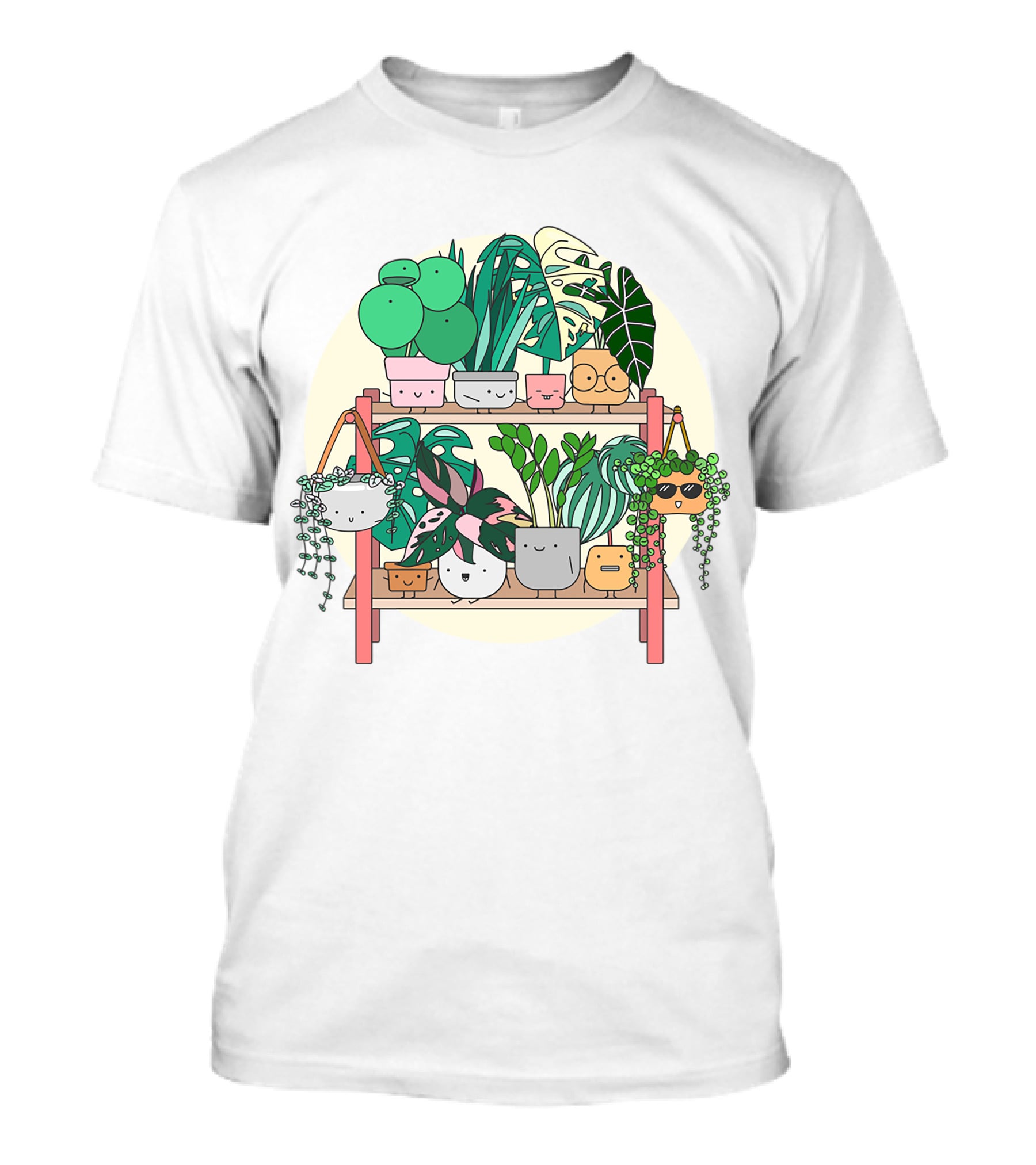 Little Joyful Plant Stand With Happy Houseplants T-Shirt