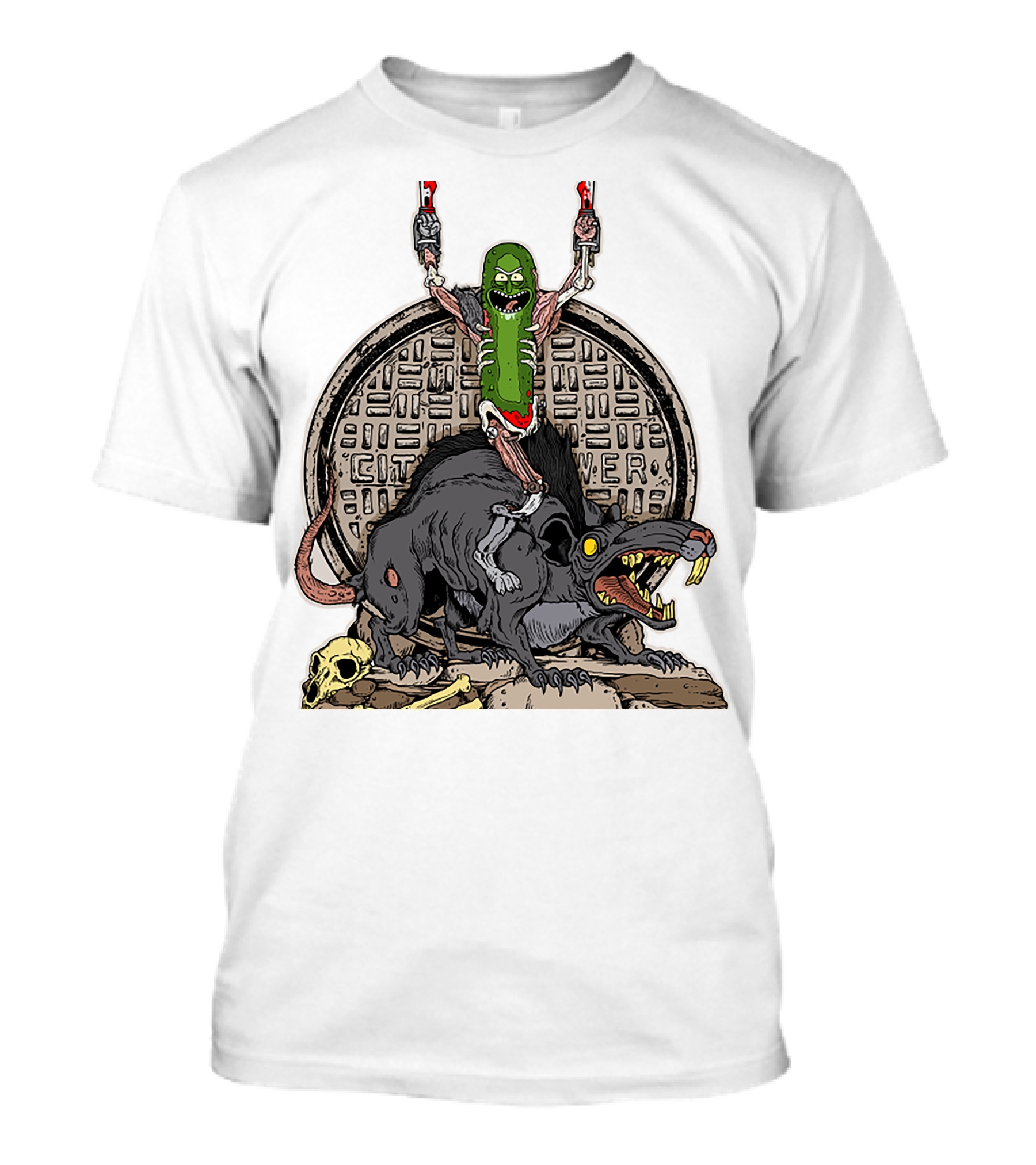 Rick And Morty Pickle Rat City Sewer Power T-Shirt