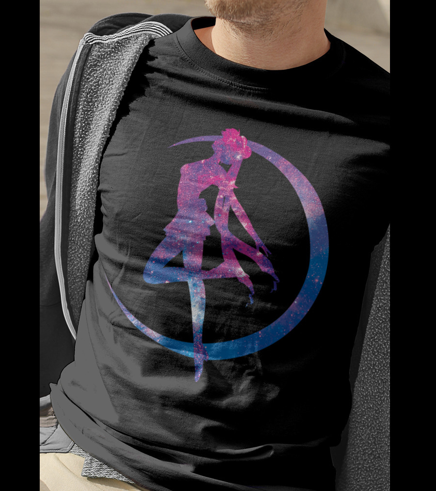 Sailor Moon Galaxy Silhouette Lunar Pose T-Shirt