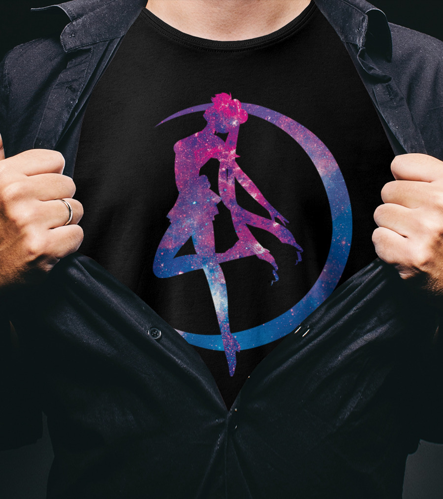 Sailor Moon Galaxy Silhouette Lunar Pose T-Shirt