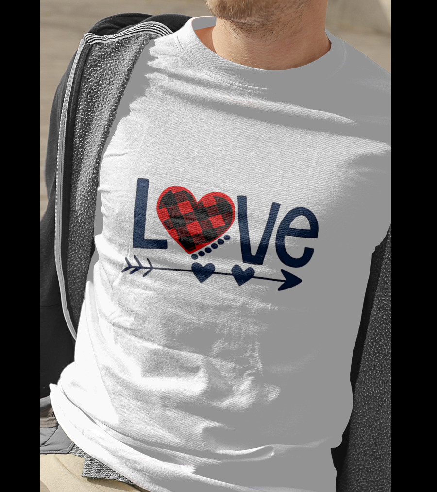 Love Arrow Plaid Heart And Hearts On Arrow T-Shirt