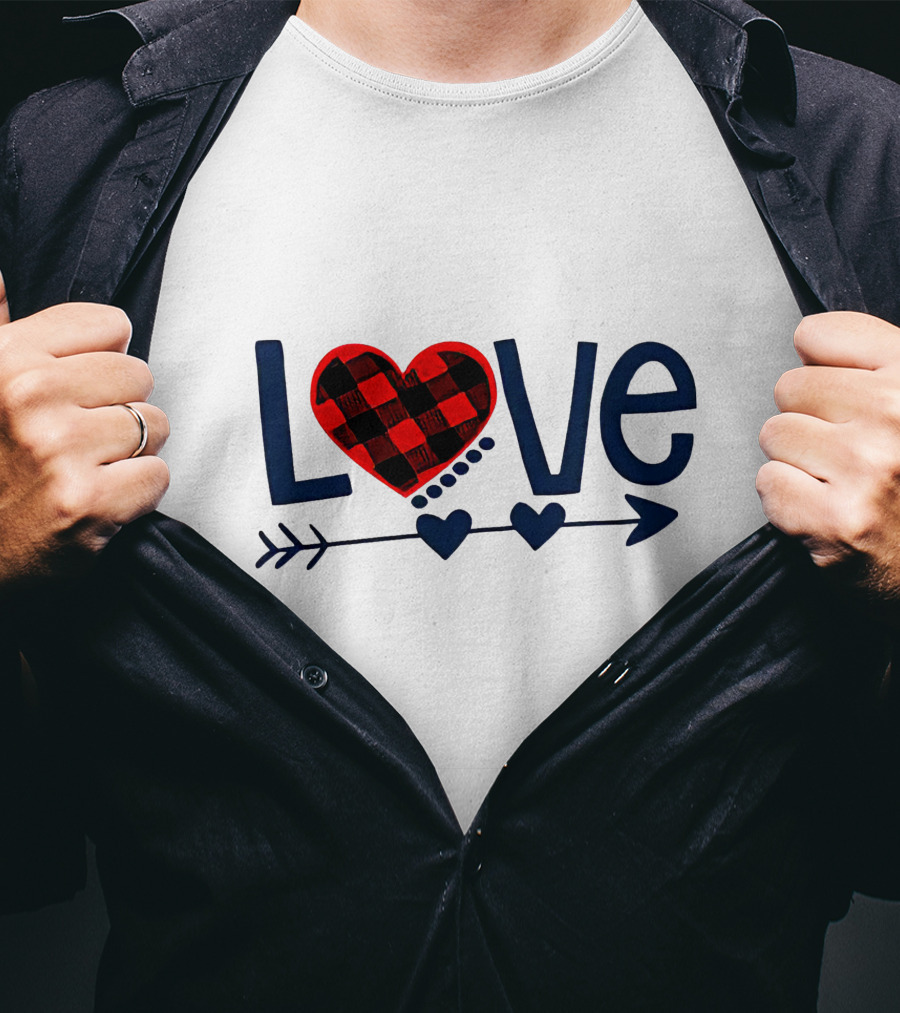Love Arrow Plaid Heart And Hearts On Arrow T-Shirt