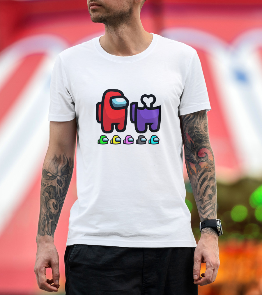 Among Us Crewmates and Dead Body Colors Red Purple Green Blue Yellow Pink Black T-Shirt