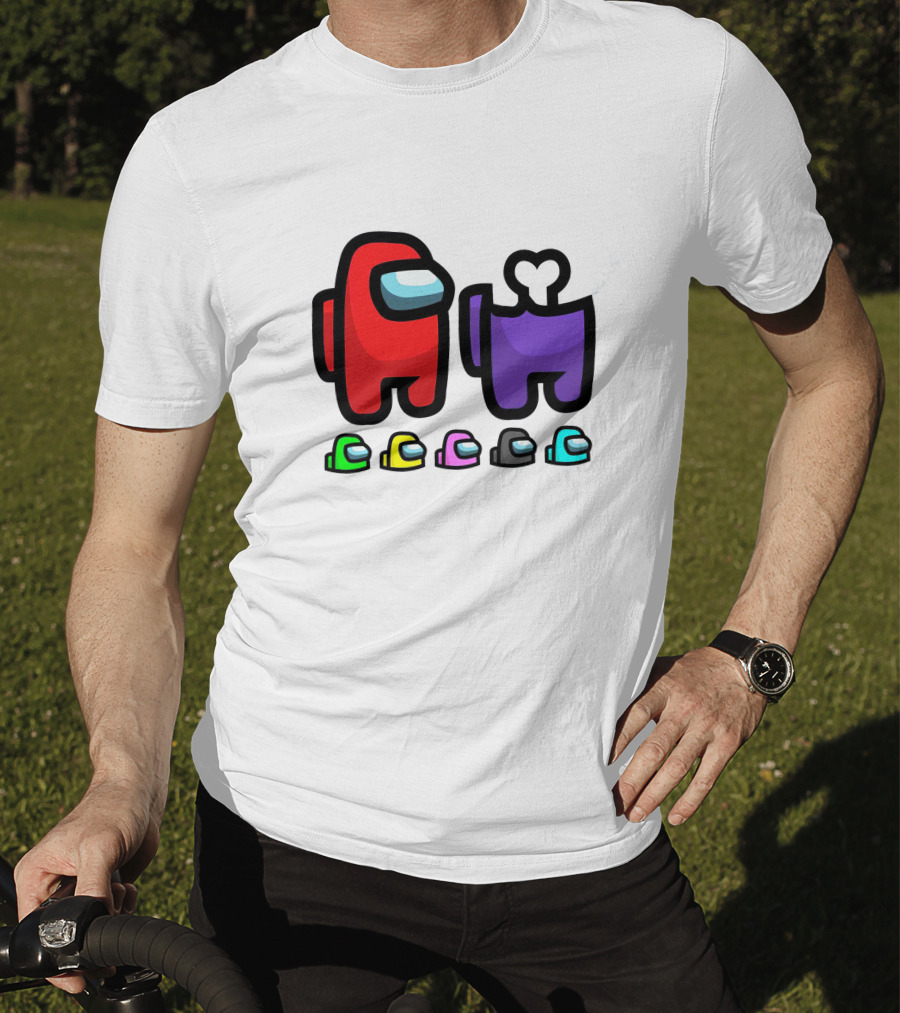Among Us Crewmates And Dead Body Colors Red Purple Green Blue Yellow Pink Black T-Shirt