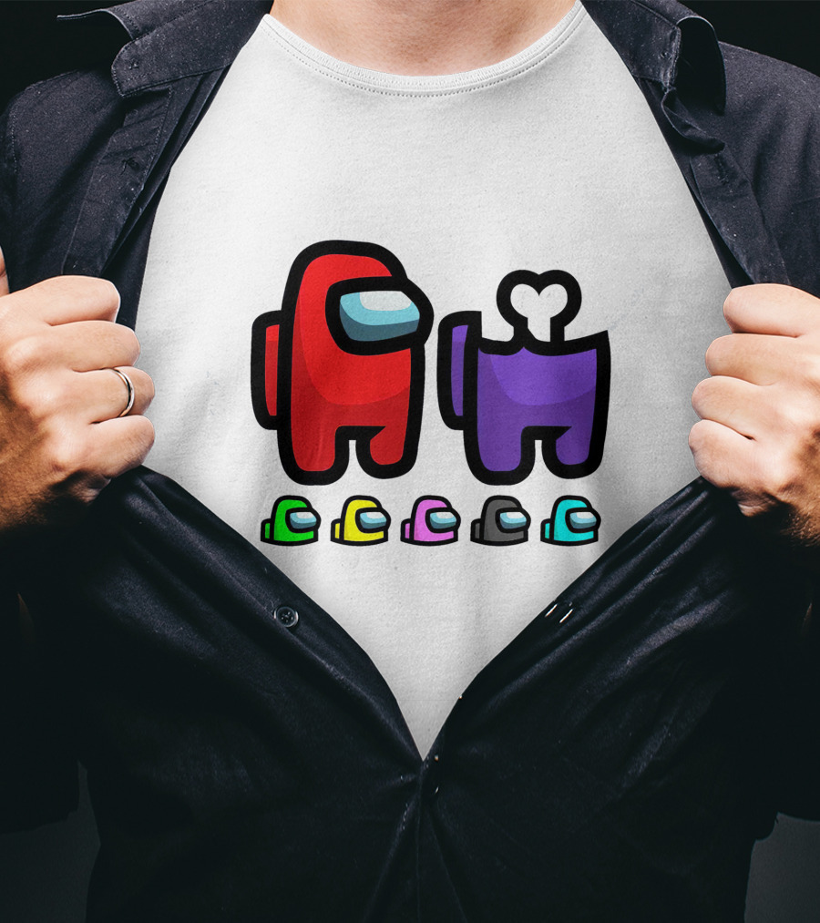 Among Us Crewmates And Dead Body Colors Red Purple Green Blue Yellow Pink Black T-Shirt