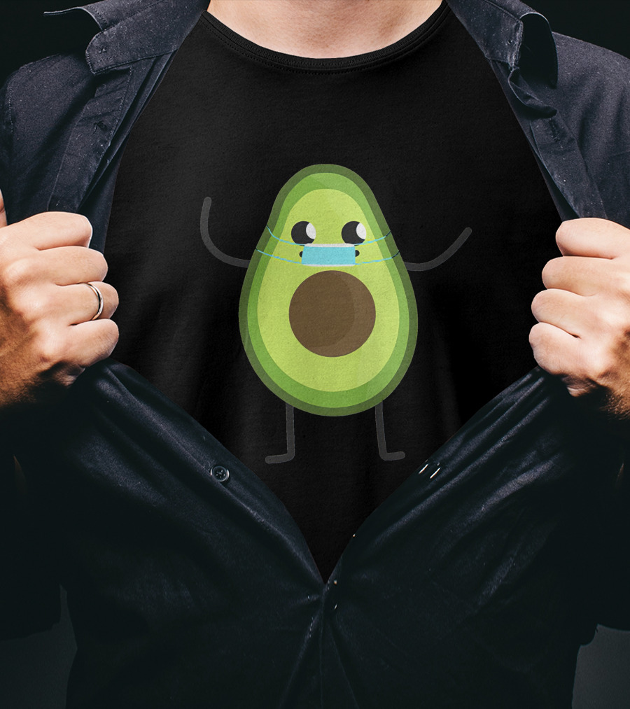 Avogato Avocado Wearing Mask Cute Fruit Character T-Shirt