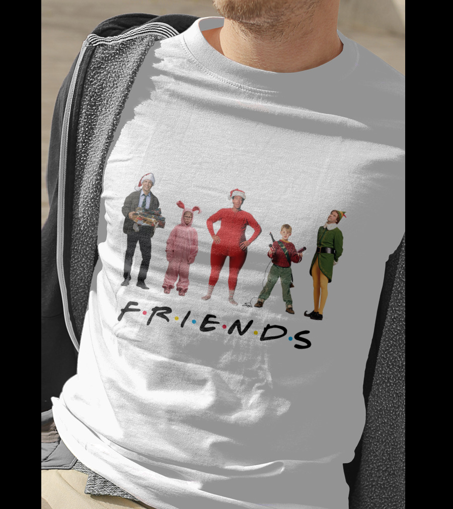 Friends Christmas Santa Bunny Pajamas Elf BB Gun T-Shirt
