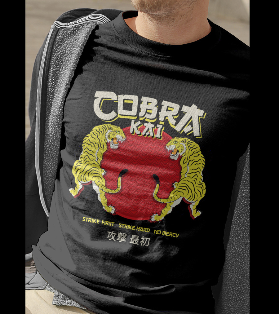 Cobra Kai Strike First Strike Hard No Mercy Japanese Tiger T-Shirt