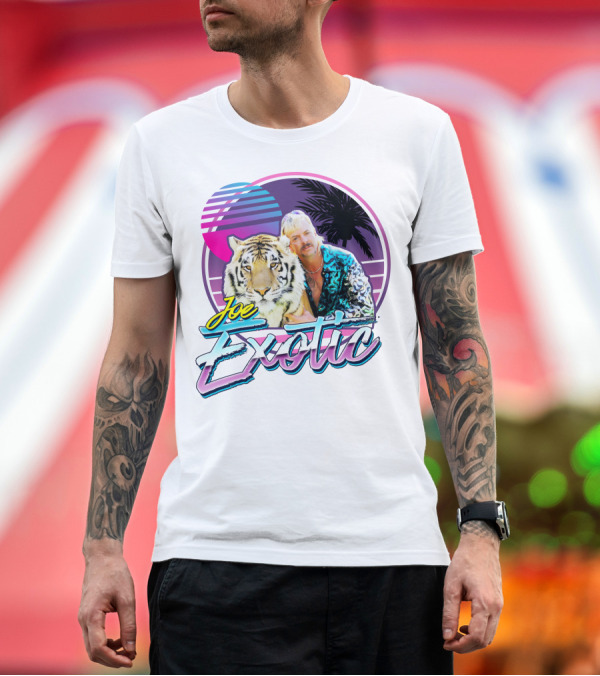 Premium T-Shirt: Joe Exotic Tiger King 80s Retro Style Palm Sun Tiger T-Shirt Joe Exotic Tiger King 80s Retro Style Palm Sun Tiger T-Shirt